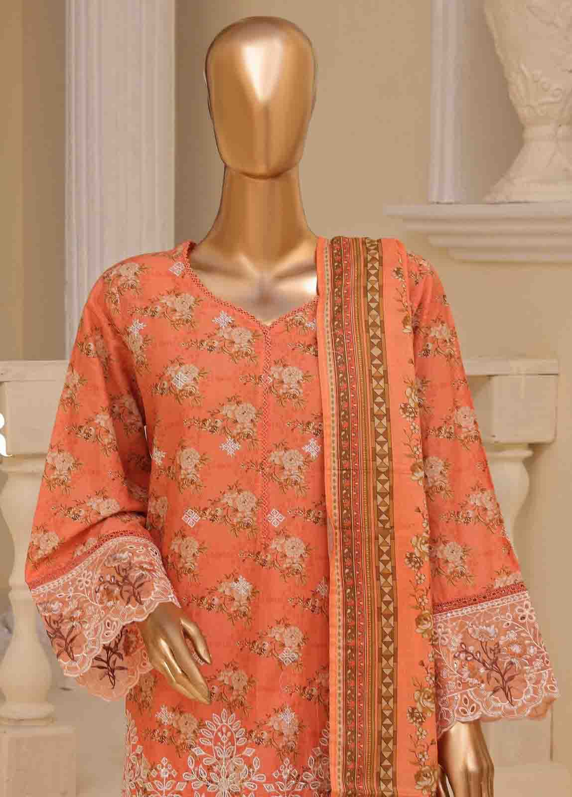 SME-784- 3 Piece Luxury Embroidered Stitched Suit