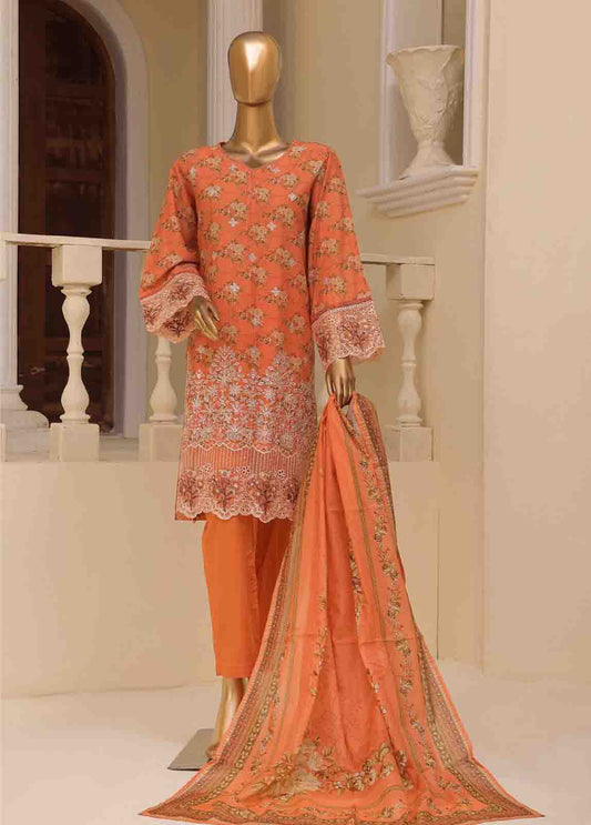 SME-784- 3 Piece Luxury Embroidered Stitched Suit