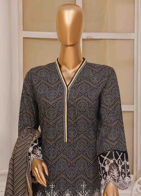 SME-801- 3 Piece Luxury Embroidered Stitched Suit
