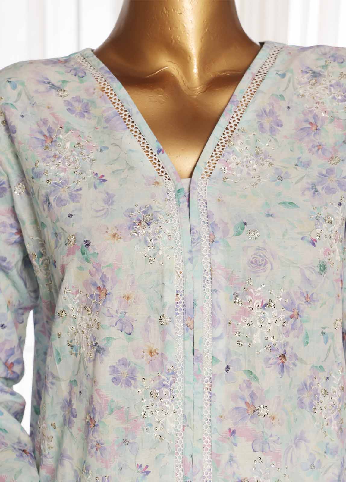 Bin Saeed Fabric - SME-097-3 Piece Chikankari Stitched Suit