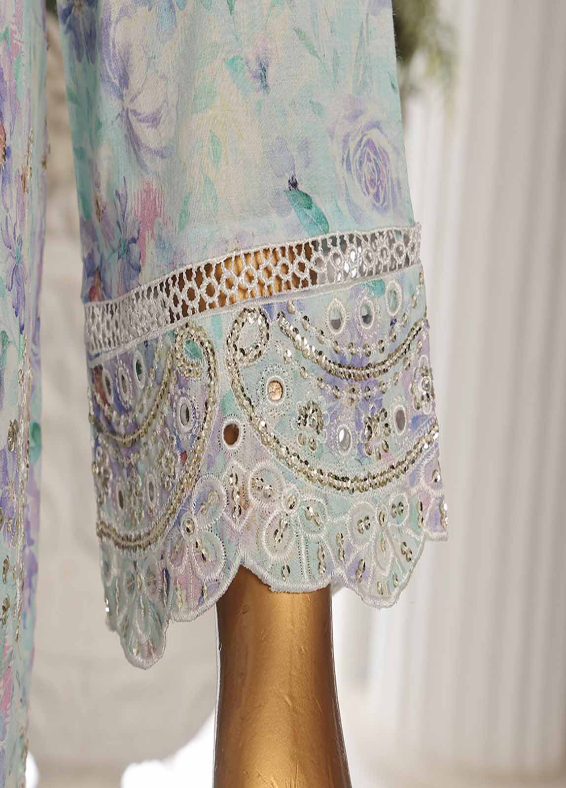 Bin Saeed Fabric - SME-097-3 Piece Chikankari Stitched Suit