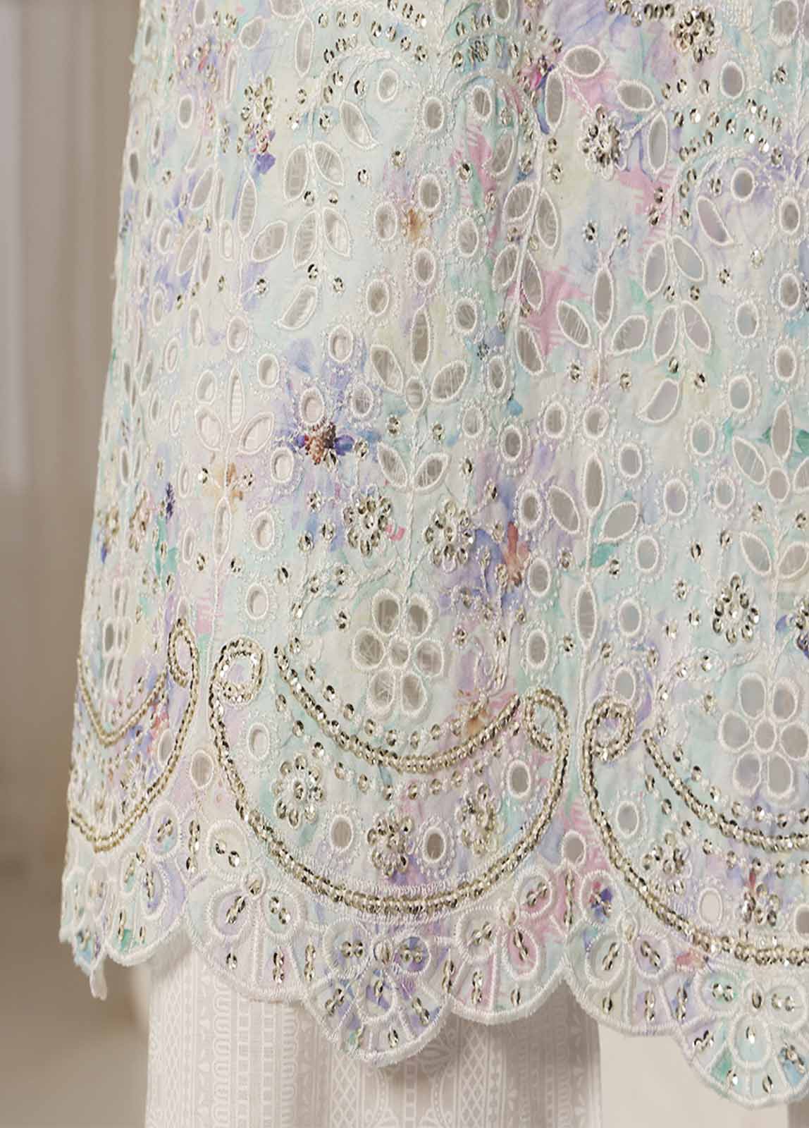 Bin Saeed Fabric - SME-097-3 Piece Chikankari Stitched Suit