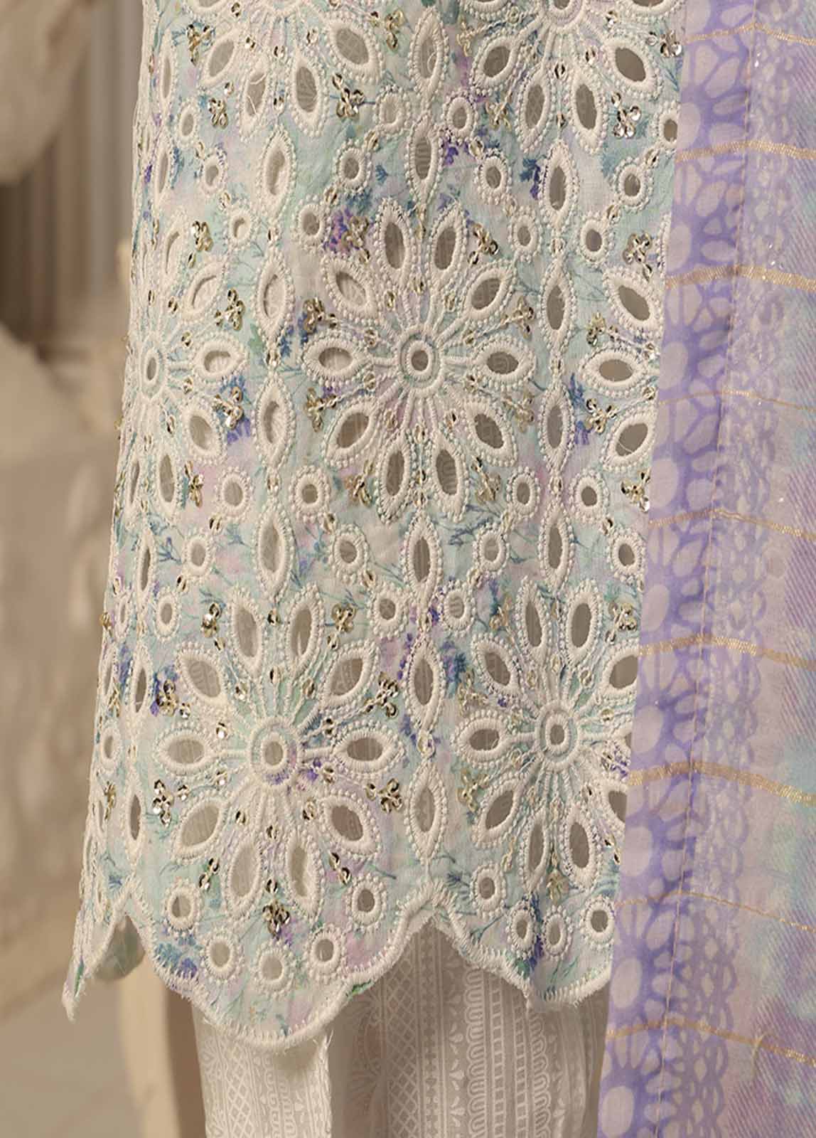 Bin Saeed Fabric - SME-098-3 Piece Chikankari Stitched Suit