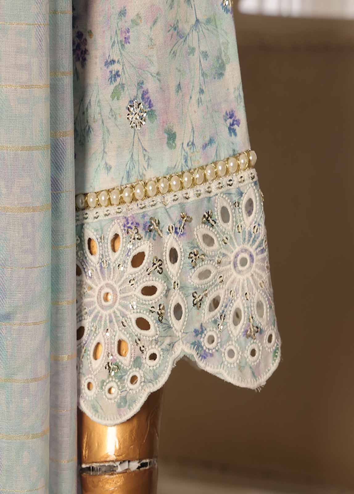 Bin Saeed Fabric - SME-098-3 Piece Chikankari Stitched Suit