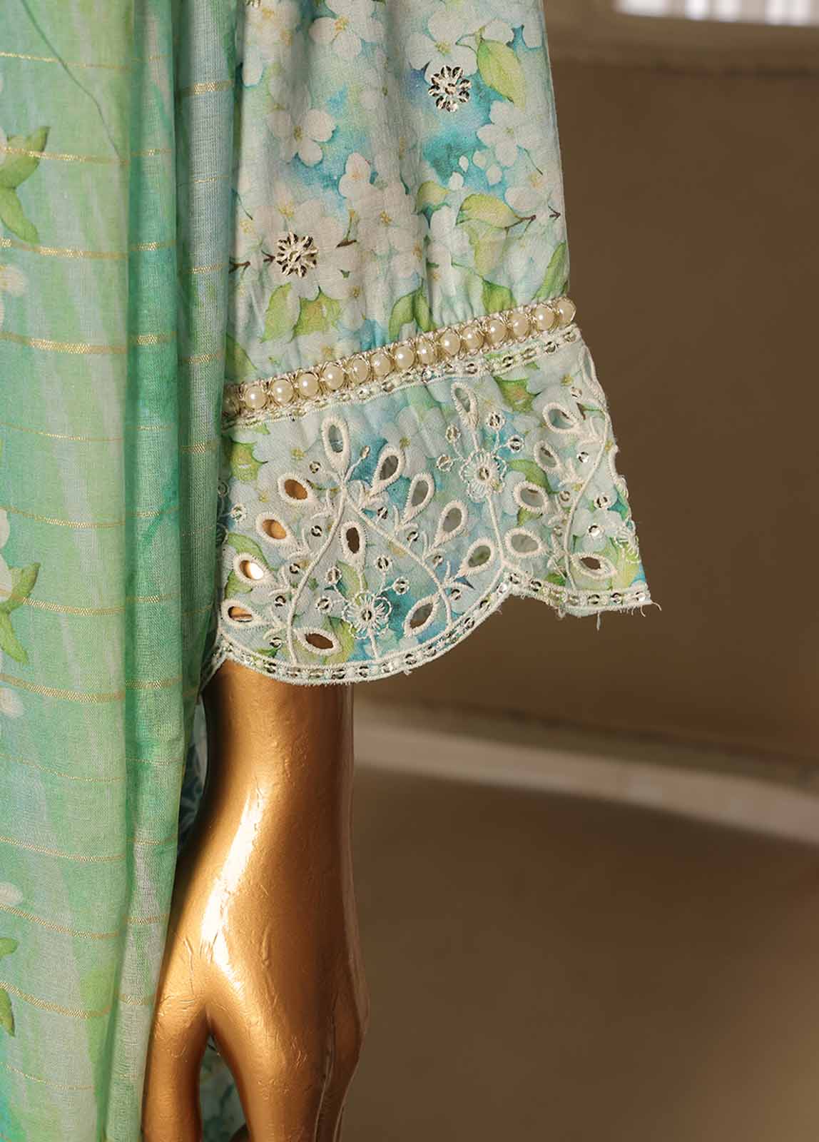 Bin Saeed Fabric - SME-099-3 Piece Chikankari Stitched Suit