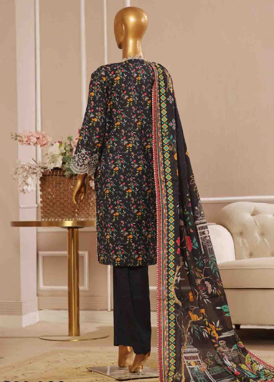 Bin Saeed Fabric - SME-169 -3 Piece Chikankari Stitched Suit
