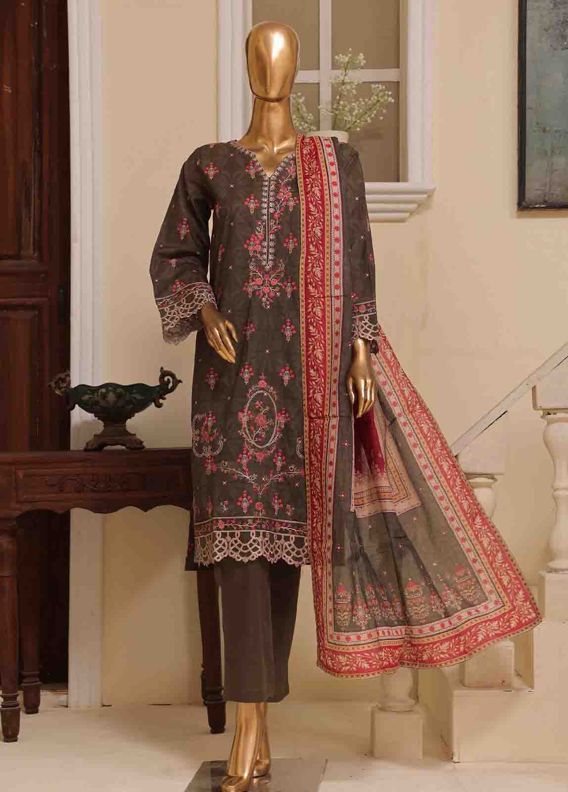 Bin Saeed Fabric - SME-414- 3 Piece Luxury Embroidered Stitched Suit