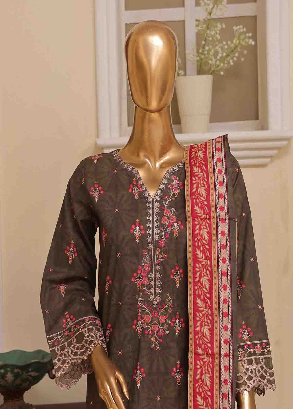 Bin Saeed Fabric - SME-414- 3 Piece Luxury Embroidered Stitched Suit