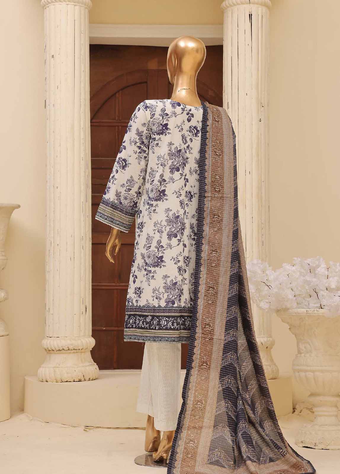Bin Saeed Fabric - SME-489 -3 Piece Embroidered Stitched Suit