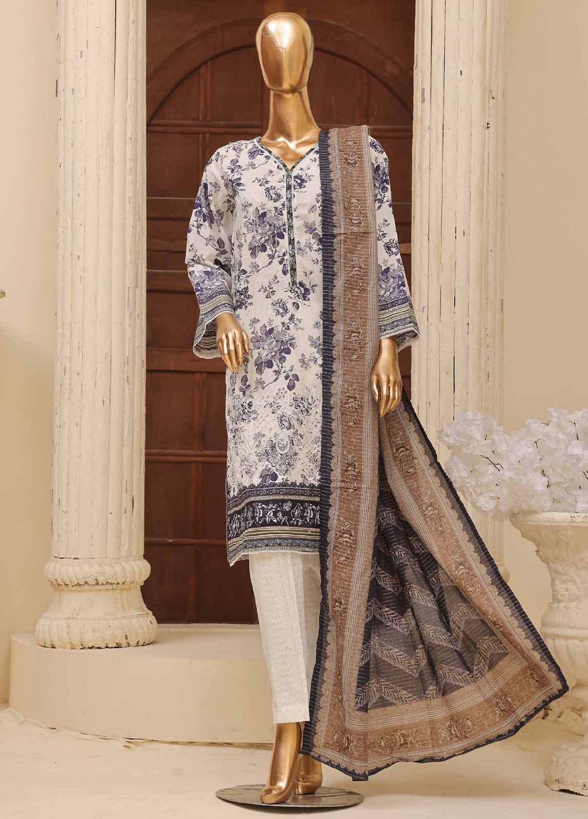 Bin Saeed Fabric - SME-489 -3 Piece Embroidered Stitched Suit