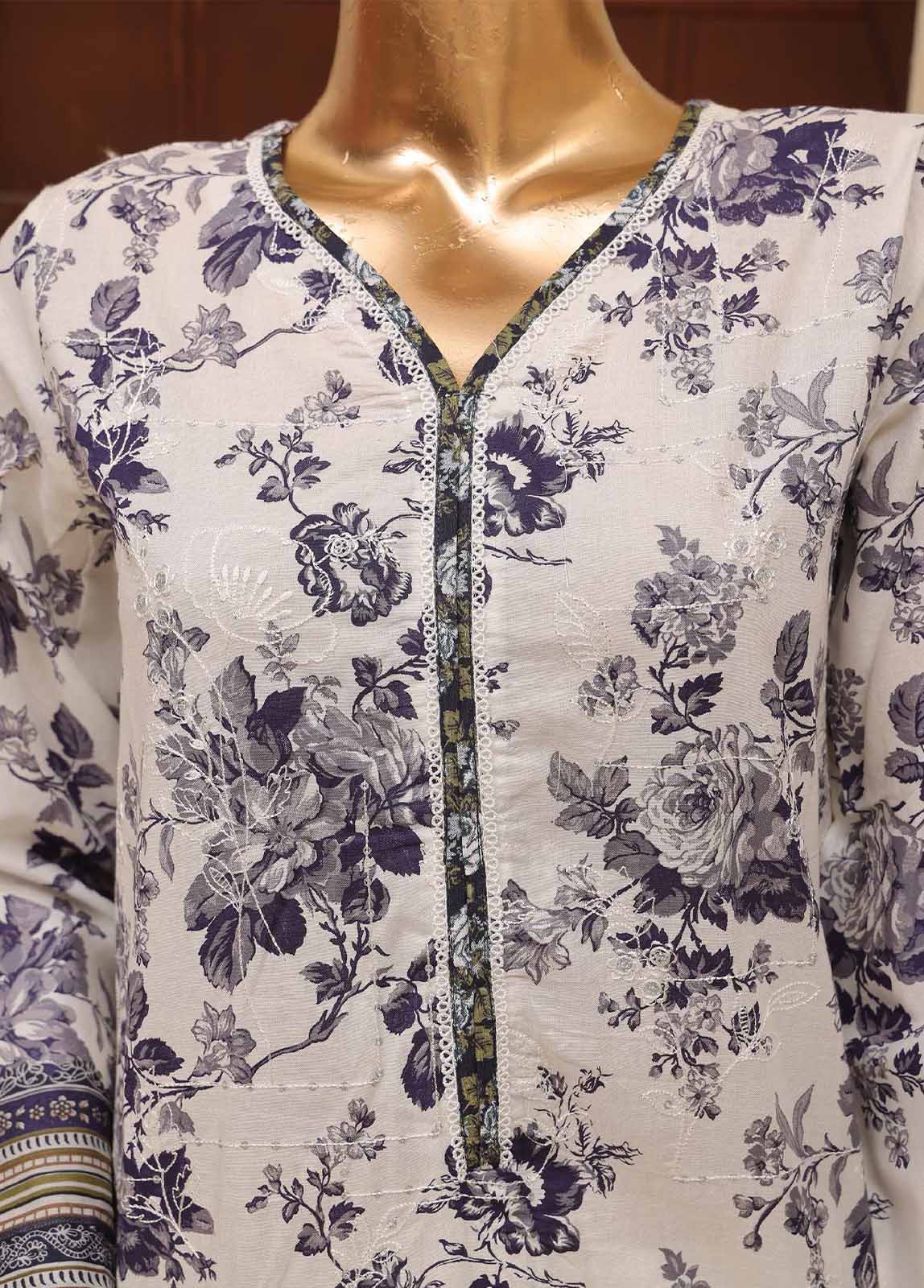 Bin Saeed Fabric - SME-489 -3 Piece Embroidered Stitched Suit