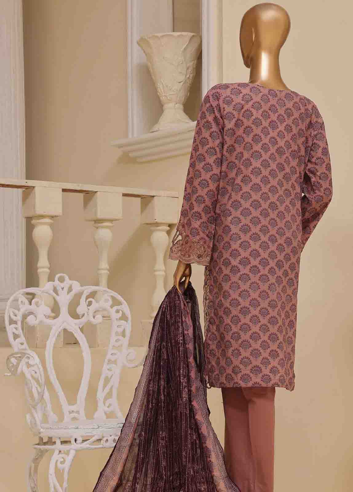 Bin Saeed Fabric - SME-596 -3 Piece Embroidered Stitched Suit