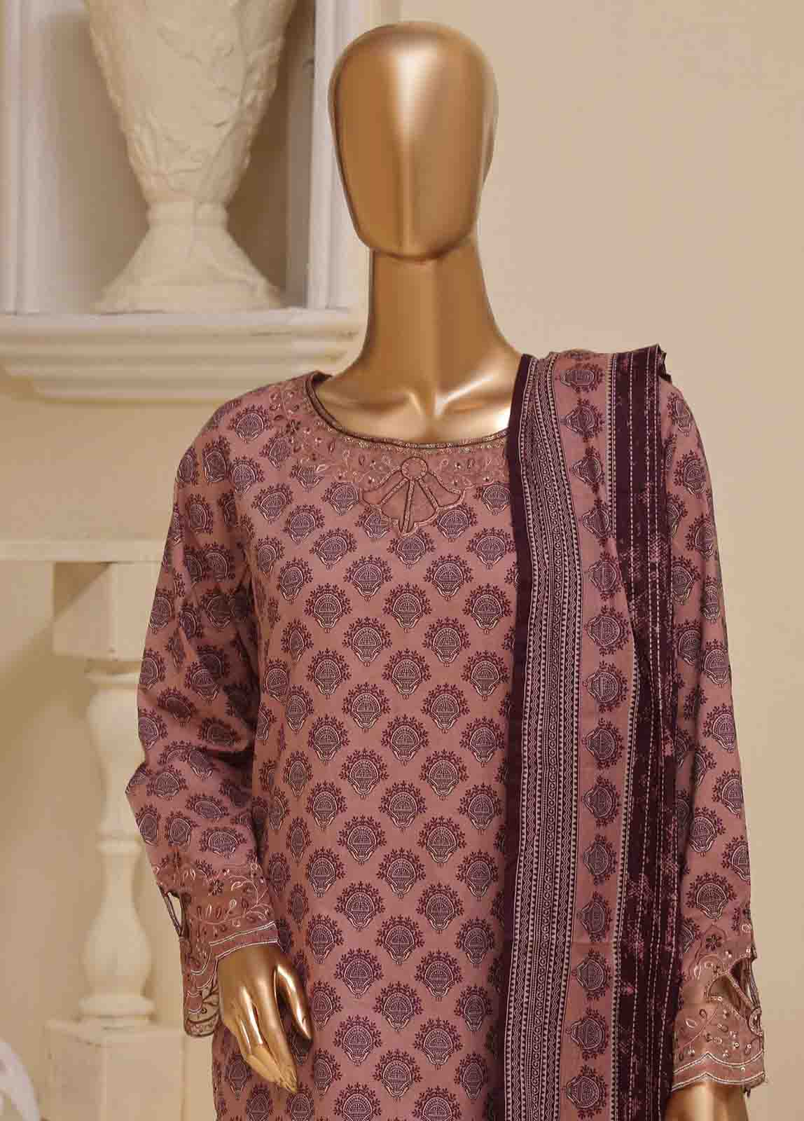 Bin Saeed Fabric - SME-596 -3 Piece Embroidered Stitched Suit