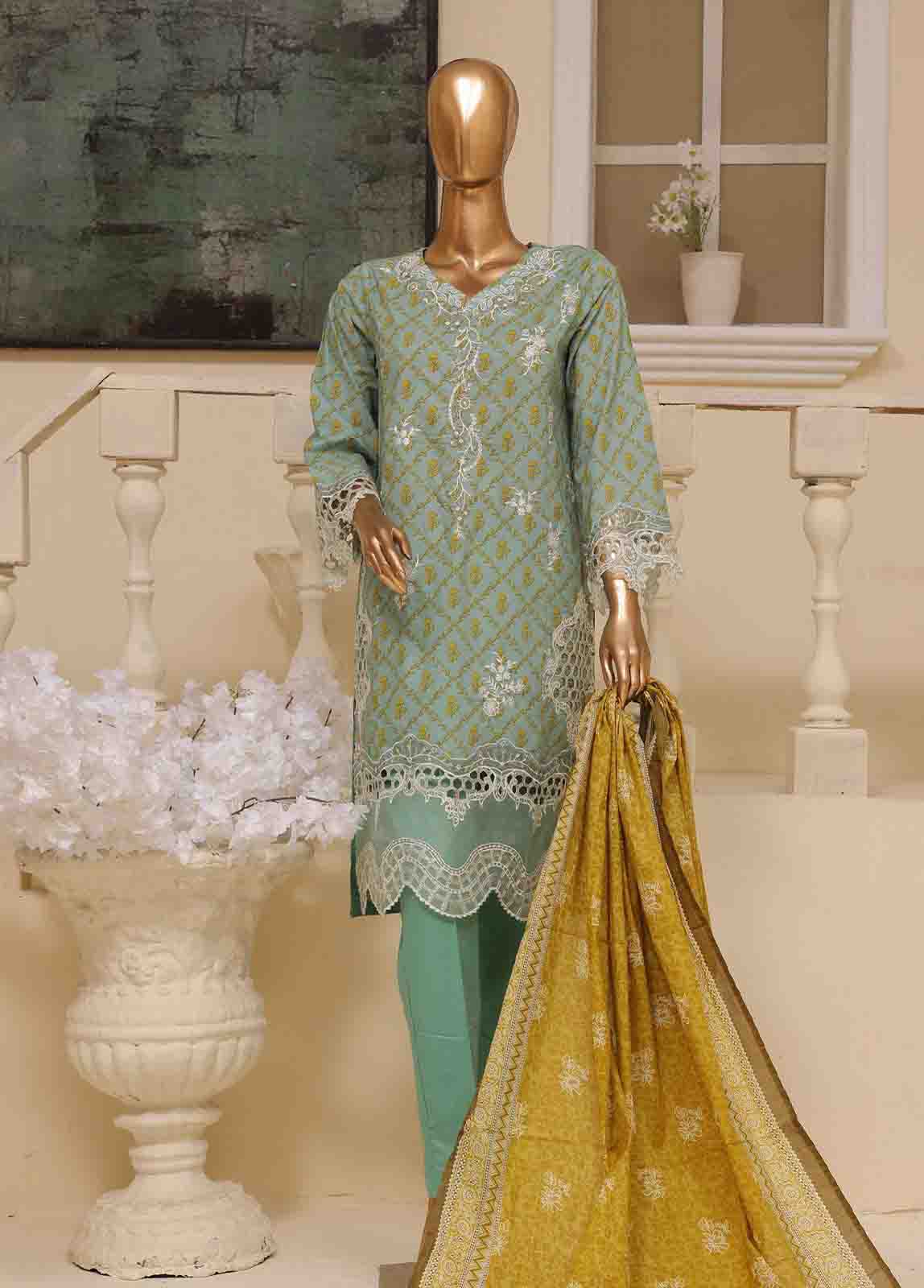 Bin Saeed Fabric - SME-597 -3 Piece Embroidered Stitched Suit