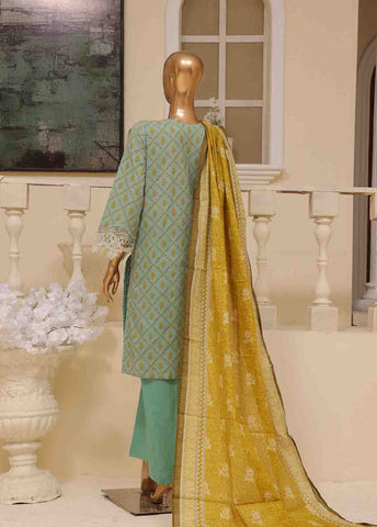 SME-597 -3 Piece Embroidered Stitched Suit