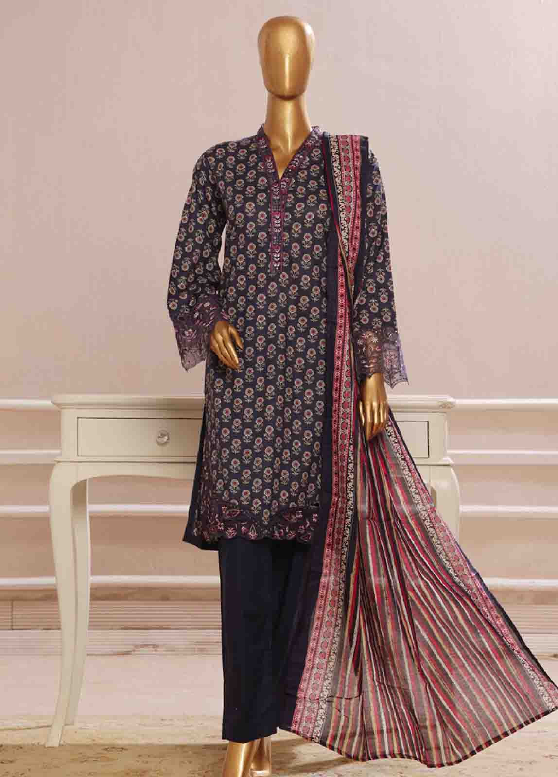 Bin Saeed Fabric - SME-599 -3 Piece Chikankari Stitched Suit
