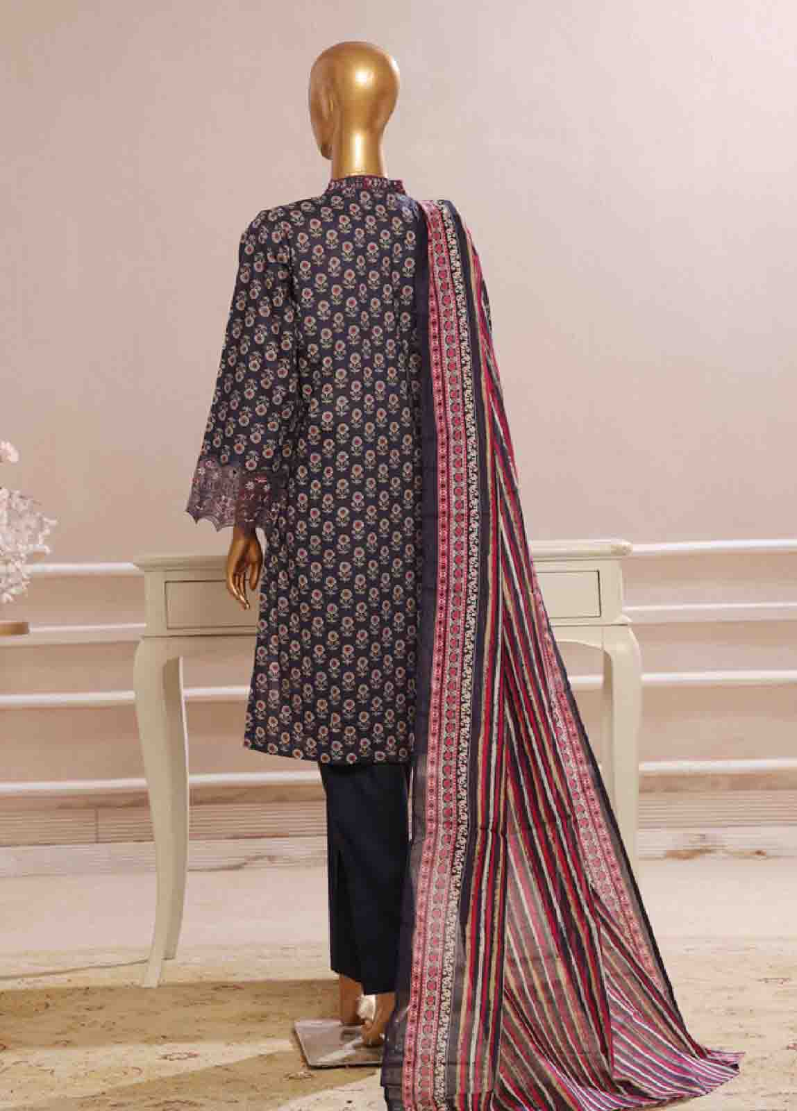 Bin Saeed Fabric - SME-599 -3 Piece Chikankari Stitched Suit