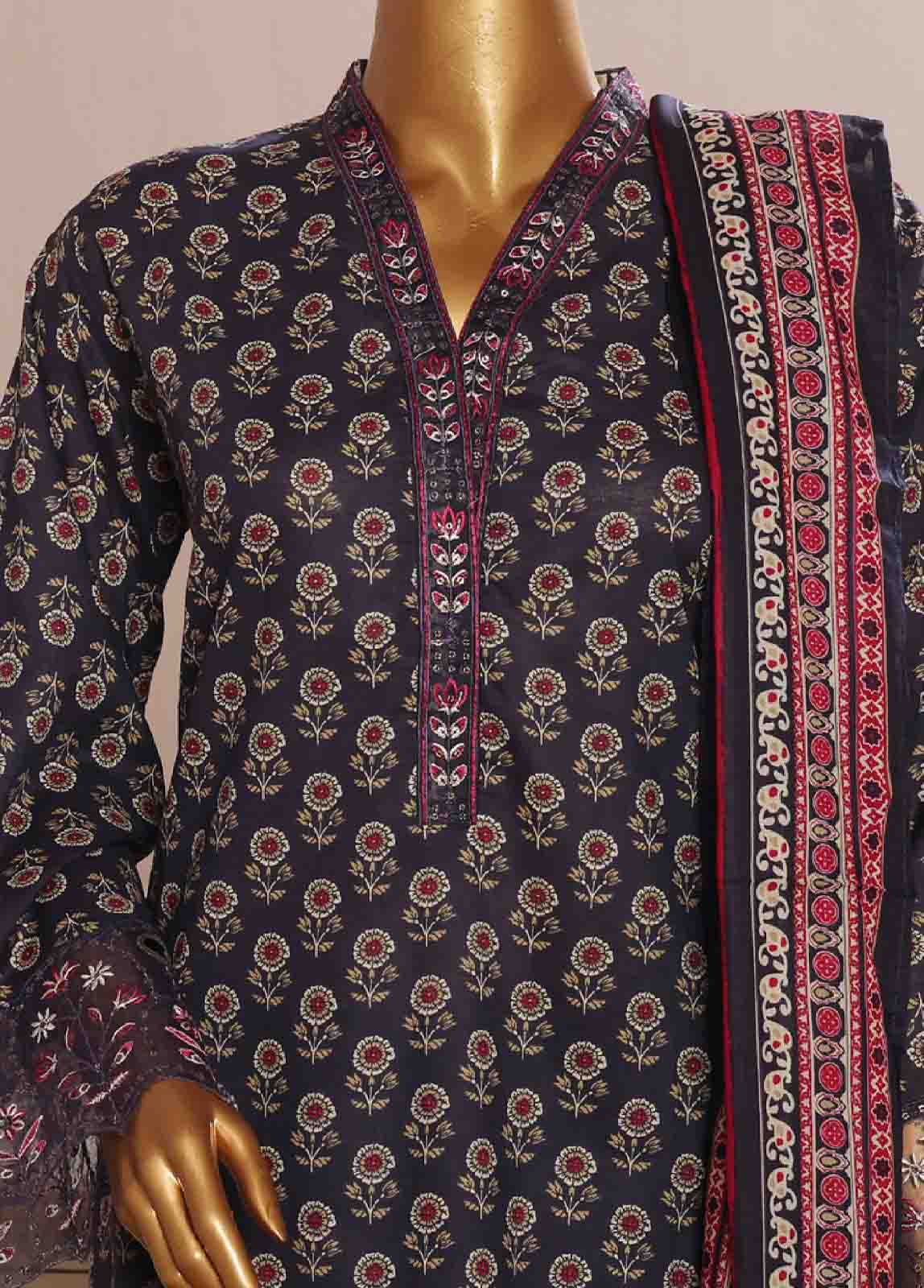 Bin Saeed Fabric - SME-599 -3 Piece Chikankari Stitched Suit