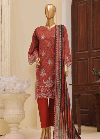 SME-601 -3 Piece Embroidered Stitched Suit