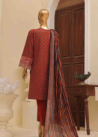 SME-601 -3 Piece Embroidered Stitched Suit