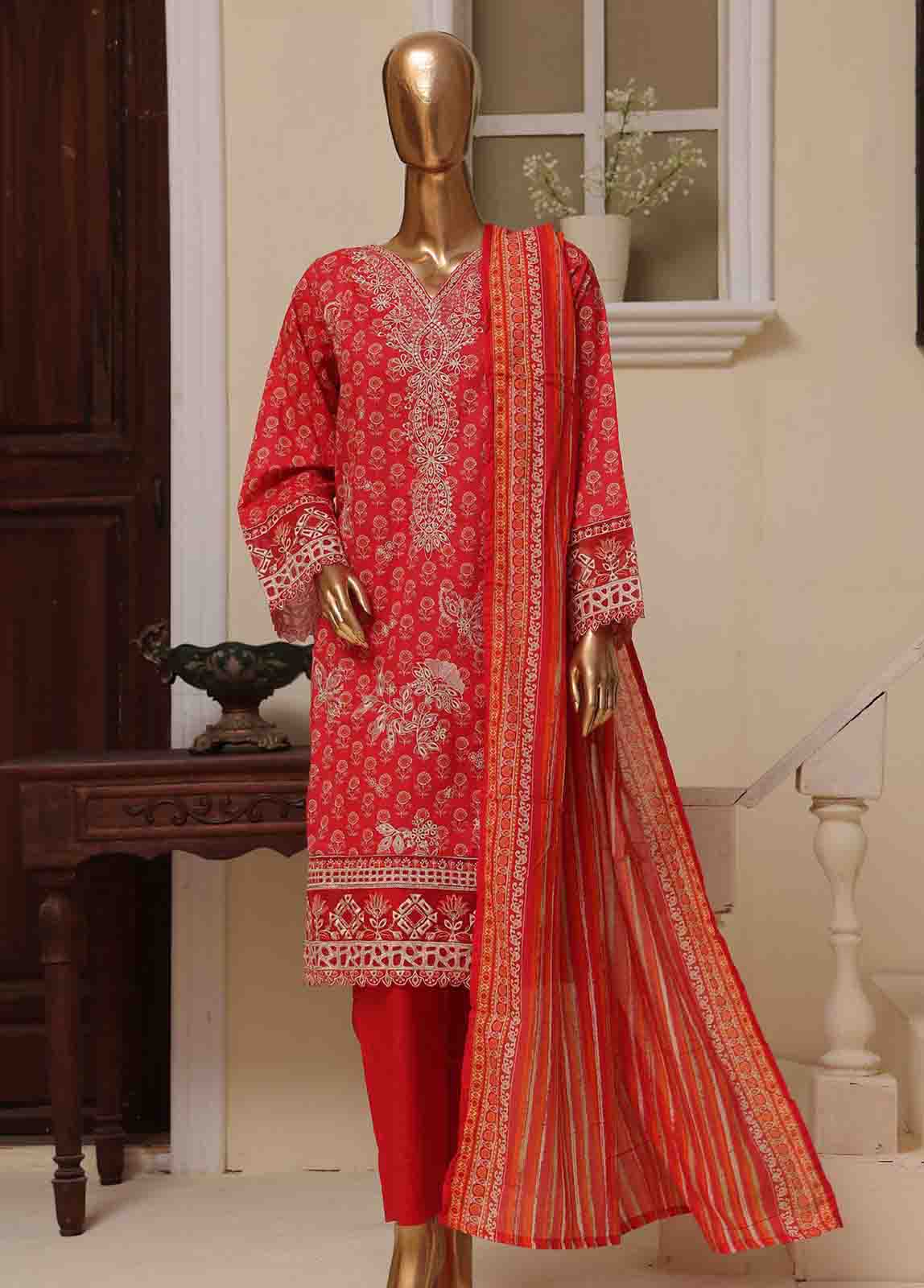 Bin Saeed Fabric - SME-603 -3 Piece Chikankari Stitched Suit