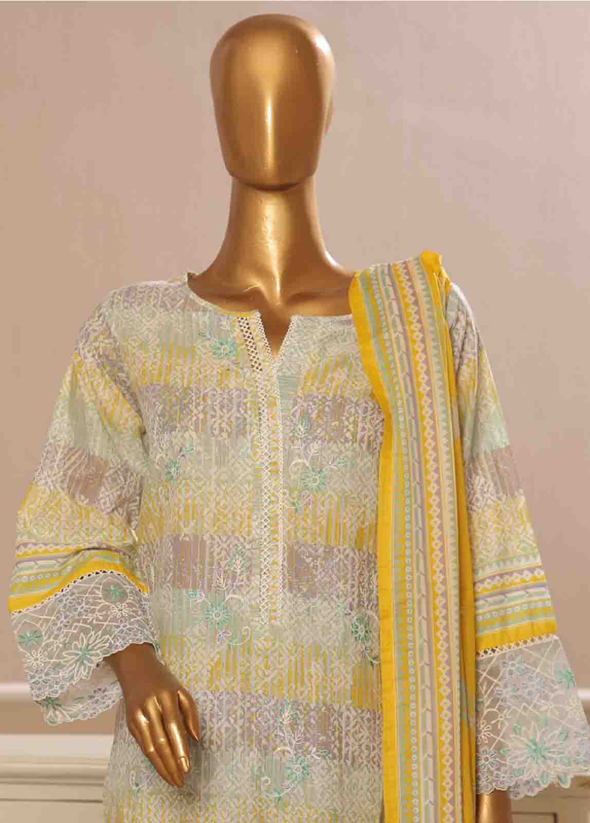 Bin Saeed Fabric - SME-604- 3 Piece Luxury Embroidered Stitched Suit