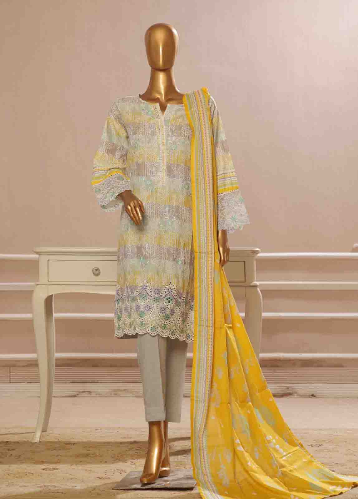Bin Saeed Fabric - SME-604- 3 Piece Luxury Embroidered Stitched Suit