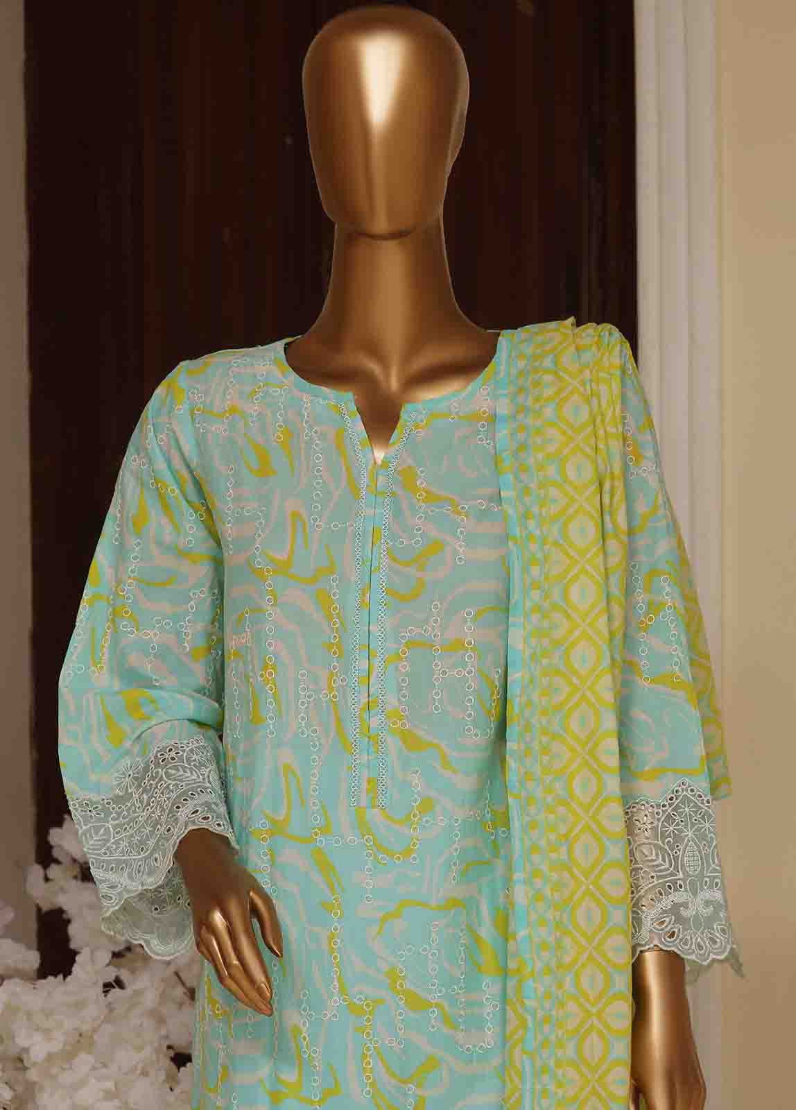 Bin Saeed Fabric - SME-606- 3 Piece Luxury Embroidered Stitched Suit