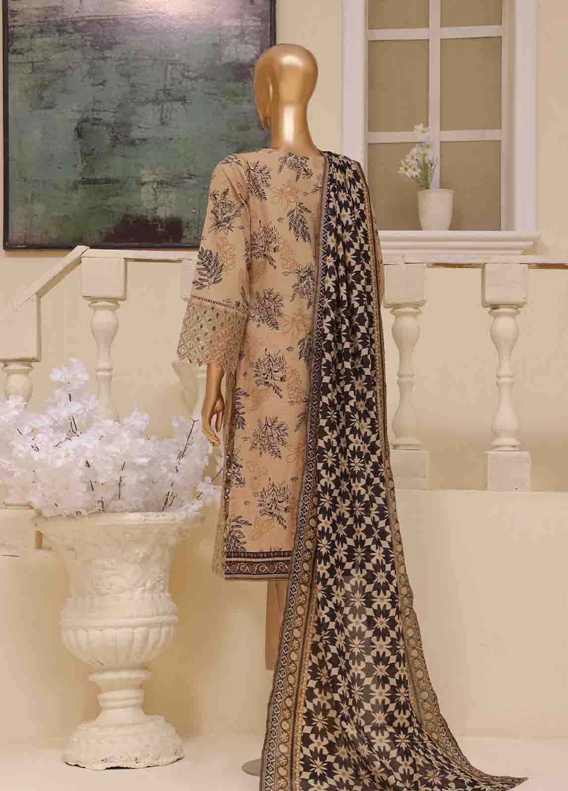 Bin Saeed Fabric - SME-607 -3 Piece Chikankari Stitched Suit