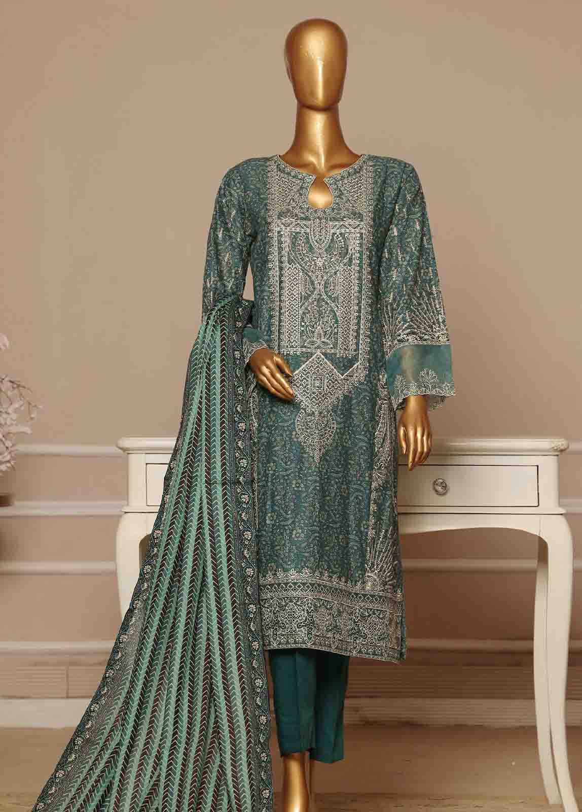 Bin Saeed Fabric - SME-609 -3 Piece Embroidered Stitched Suit