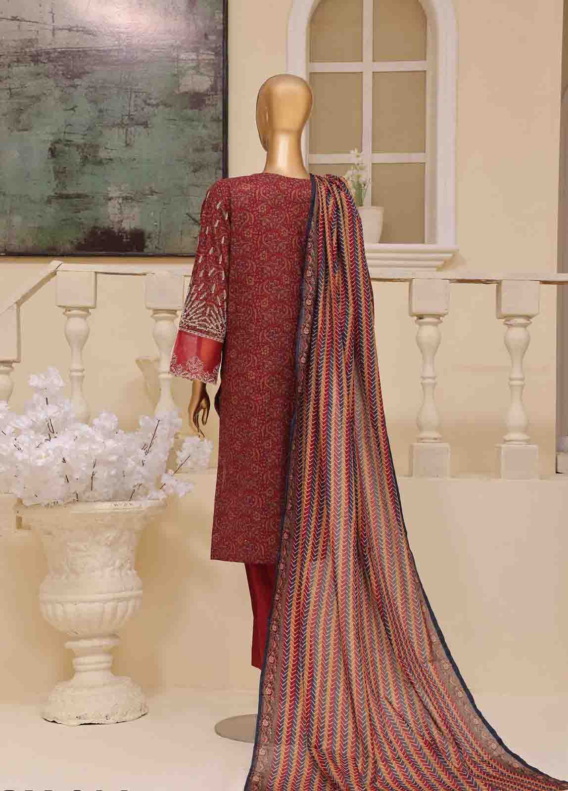 Bin Saeed Fabric - SME-614 -3 Piece Embroidered Stitched Suit