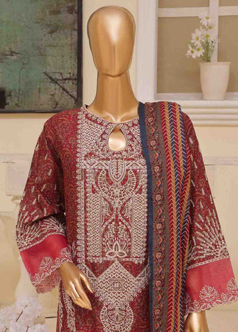 SME-614 -3 Piece Embroidered Stitched Suit