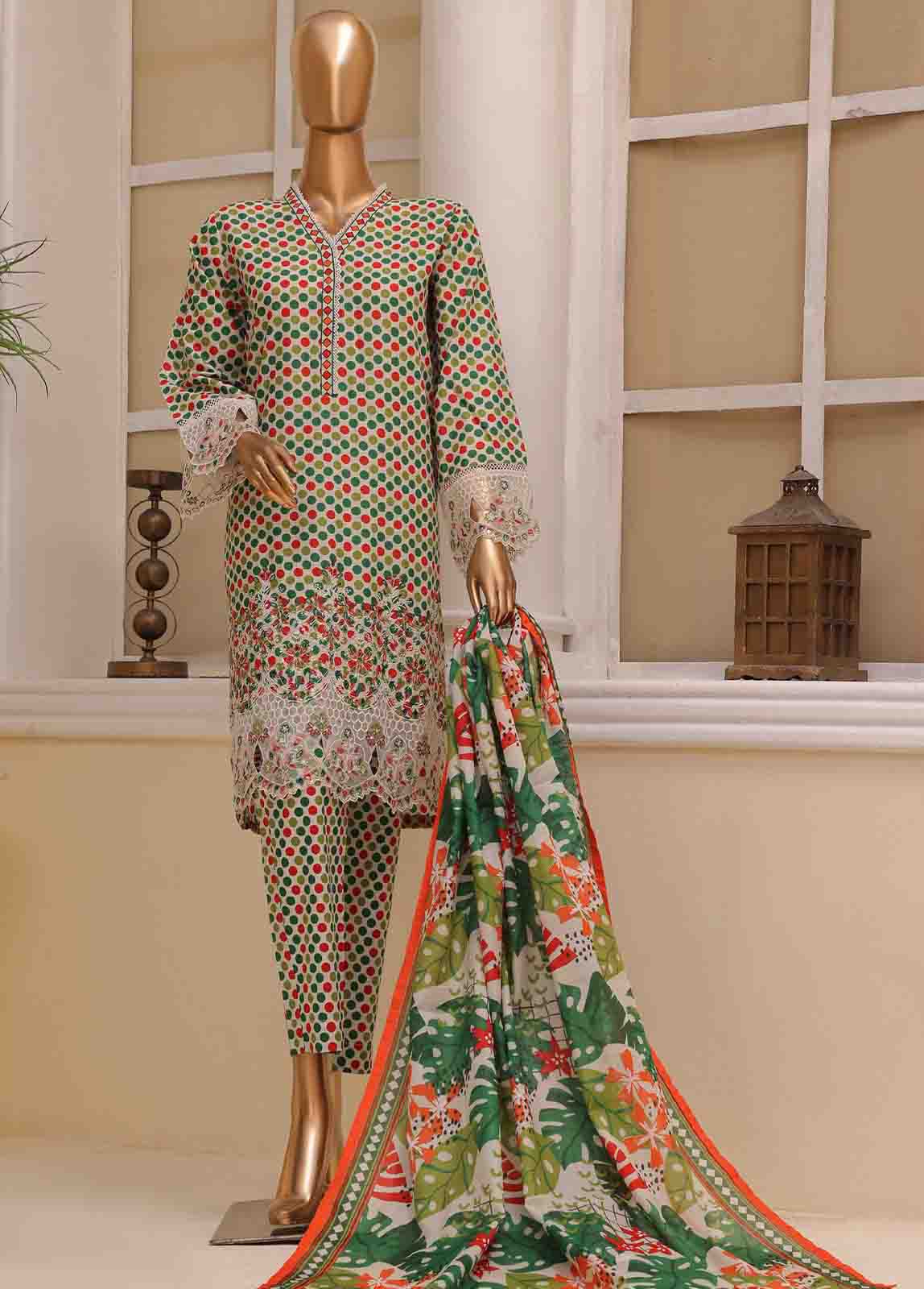 Bin Saeed Fabric - SME-616 -3 Piece Chikankari Stitched Suit