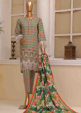 Bin Saeed Fabric - SME-616 -3 Piece Chikankari Stitched Suit
