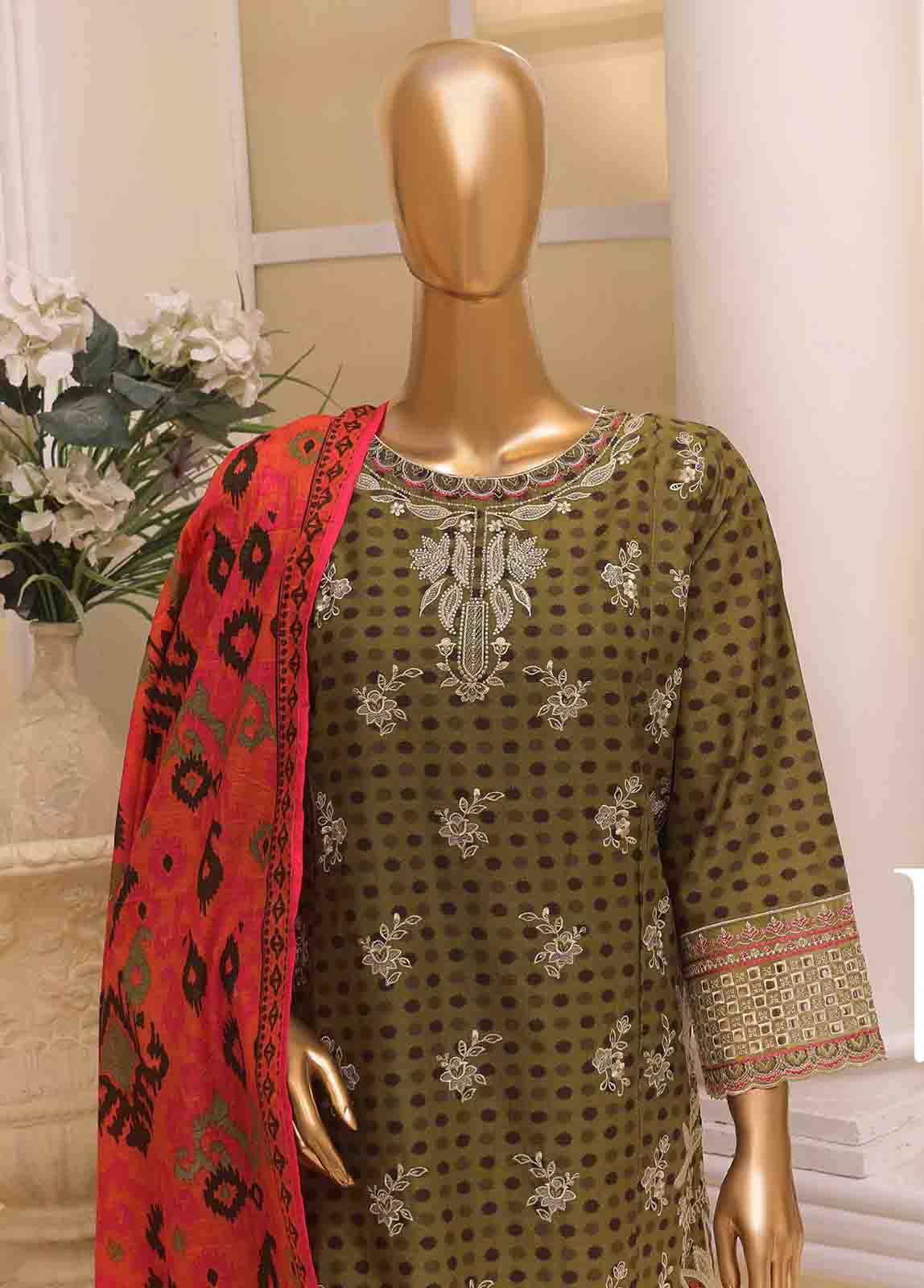 Bin Saeed Fabric - SME-618 -3 Piece Embroidered Stitched Suit