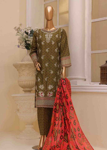 SME-618 -3 Piece Embroidered Stitched Suit