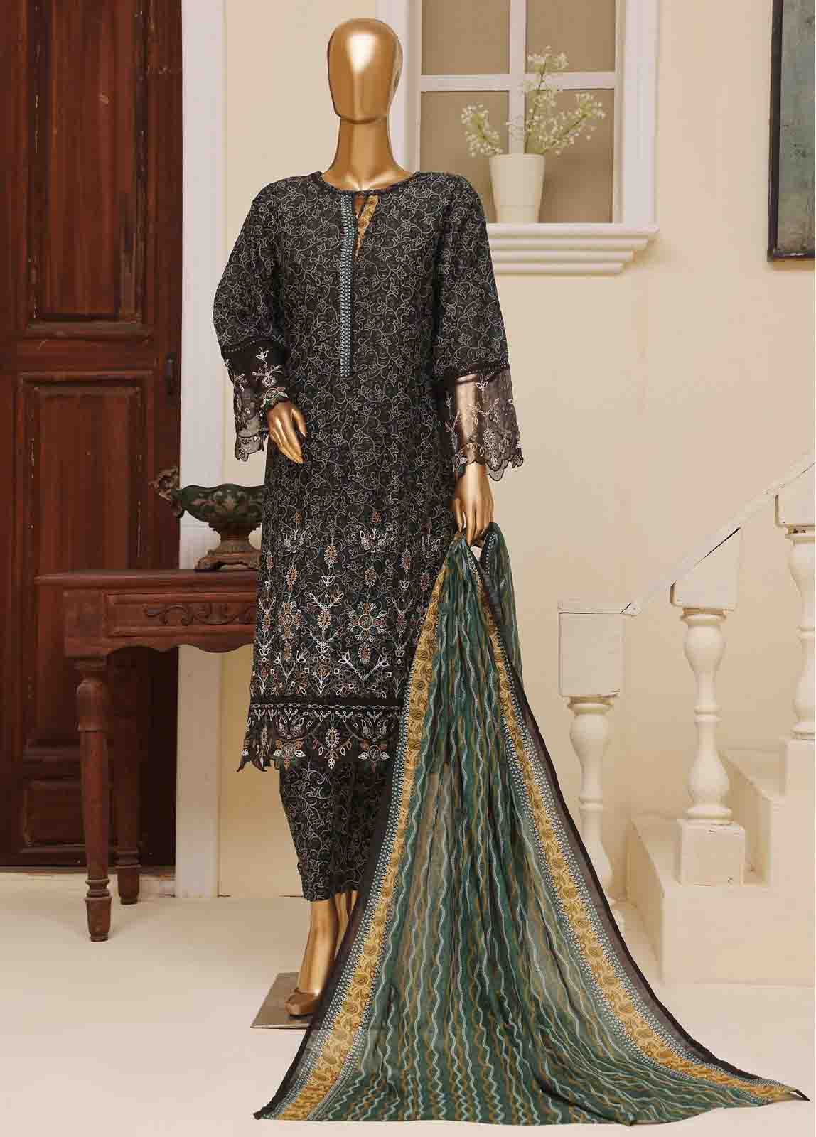 Bin Saeed Fabric - SME-619- 3 Piece Luxury Embroidered Stitched Suit