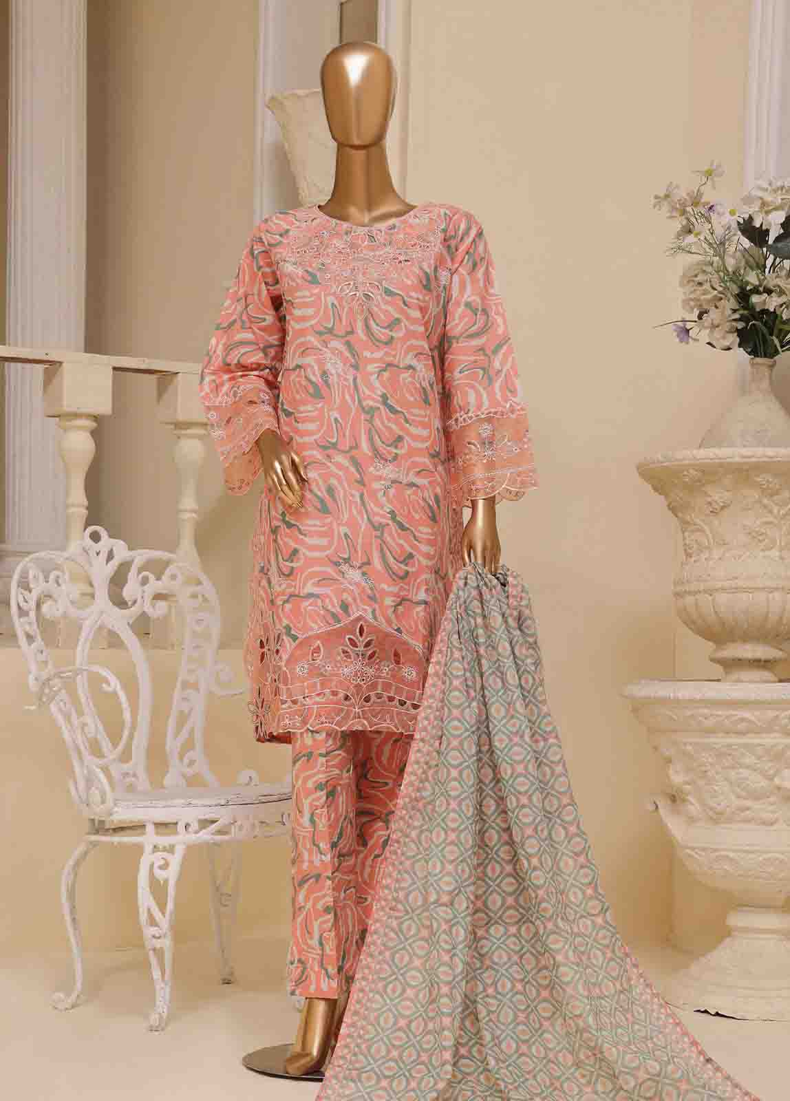 Bin Saeed Fabric - SME-638 -3 Piece Chikankari Stitched Suit