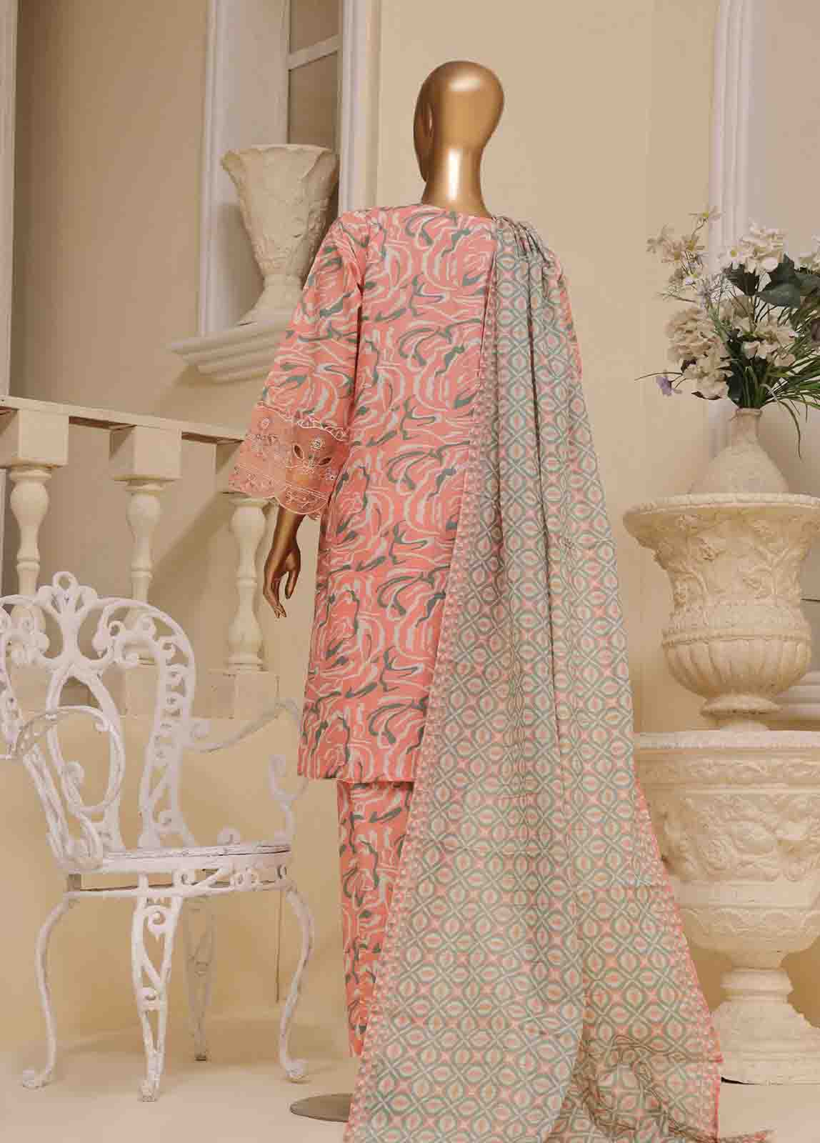 Bin Saeed Fabric - SME-638 -3 Piece Chikankari Stitched Suit