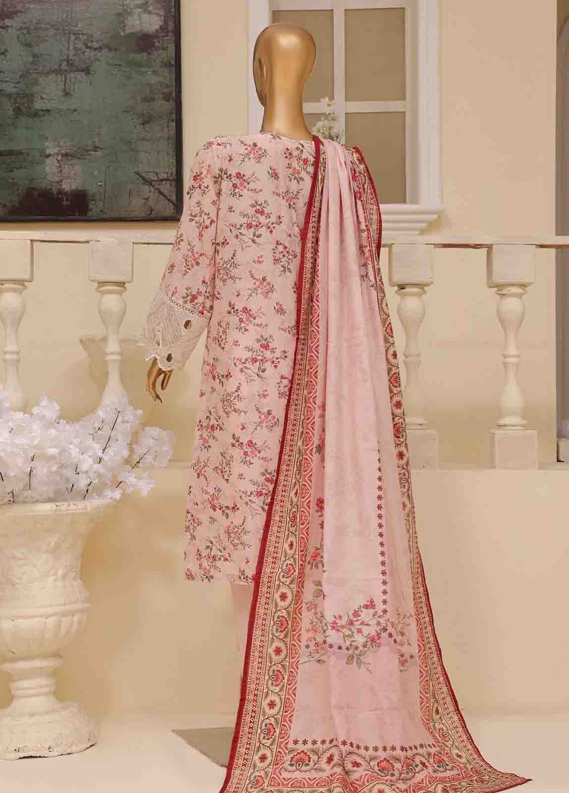 Bin Saeed Fabric - SME-638 -3 Piece Chikankari Stitched Suit