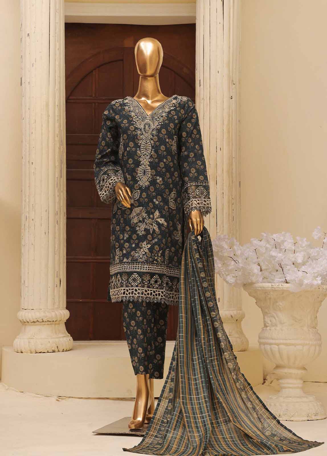 Bin Saeed Fabric - SME-642 -3 Piece Embroidered Stitched Suit