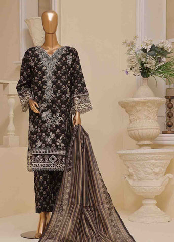 SME-643 -3 Piece Embroidered Stitched Suit
