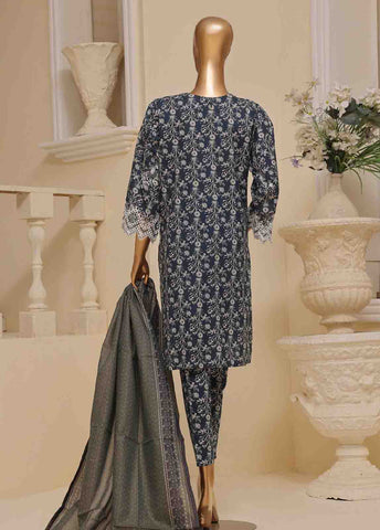 SME-644 -3 Piece Embroidered Stitched Suit