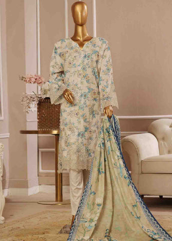 Bin Saeed Fabric - SME-735 -3 Piece Chikankari Stitched Suit
