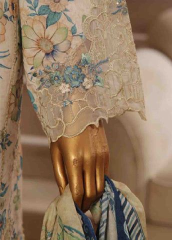 Bin Saeed Fabric - SME-735 -3 Piece Chikankari Stitched Suit