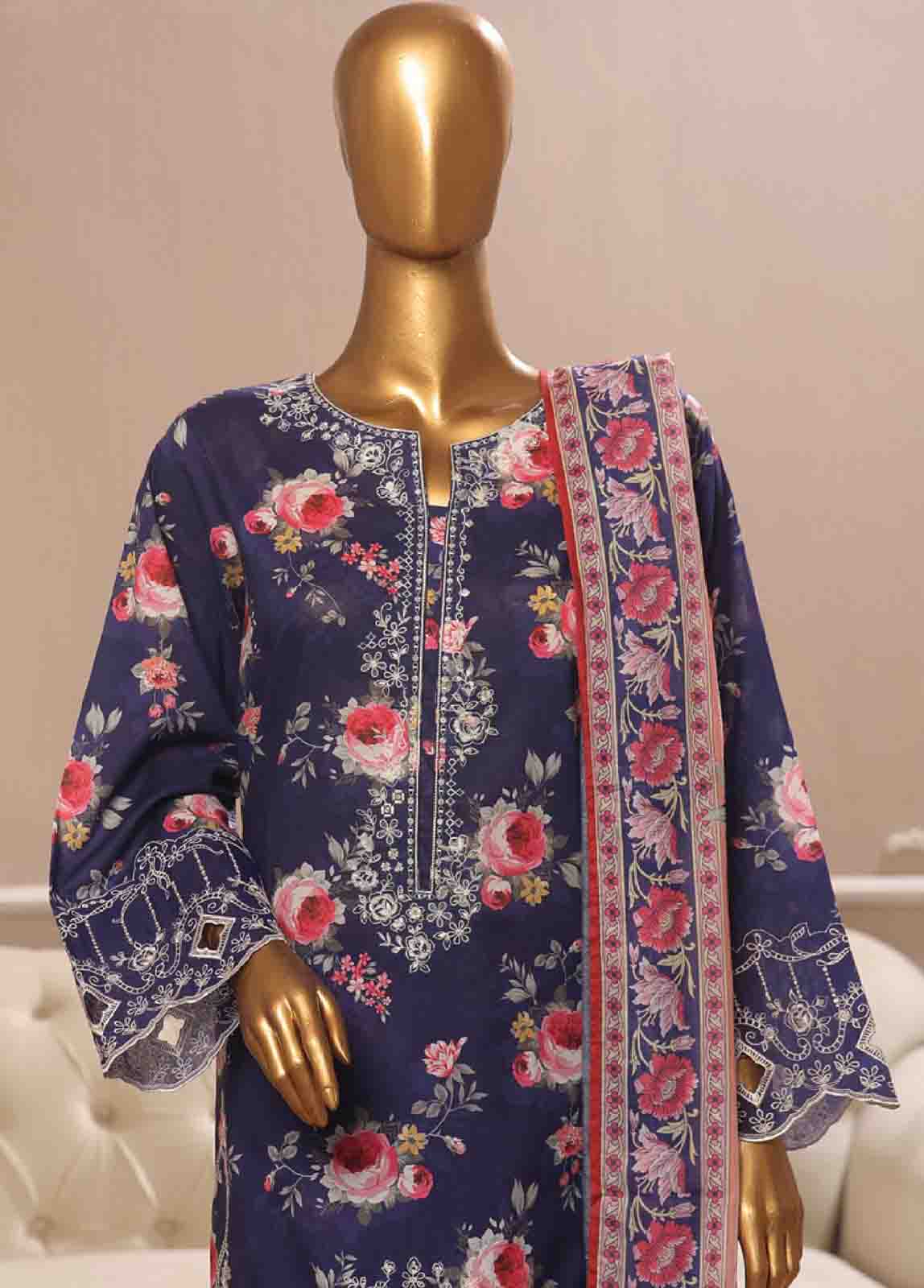 Bin Saeed Fabric - SME-736 -3 Piece Embroidered Stitched Suit