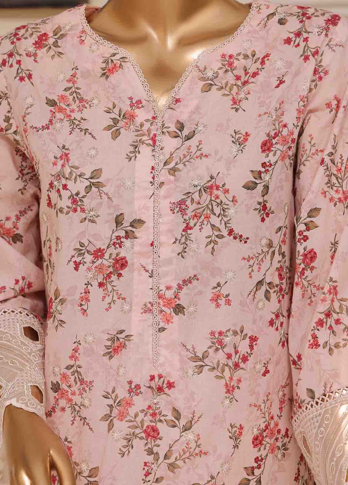 Bin Saeed Fabric - SME-738 -3 Piece Chikankari Stitched Suit