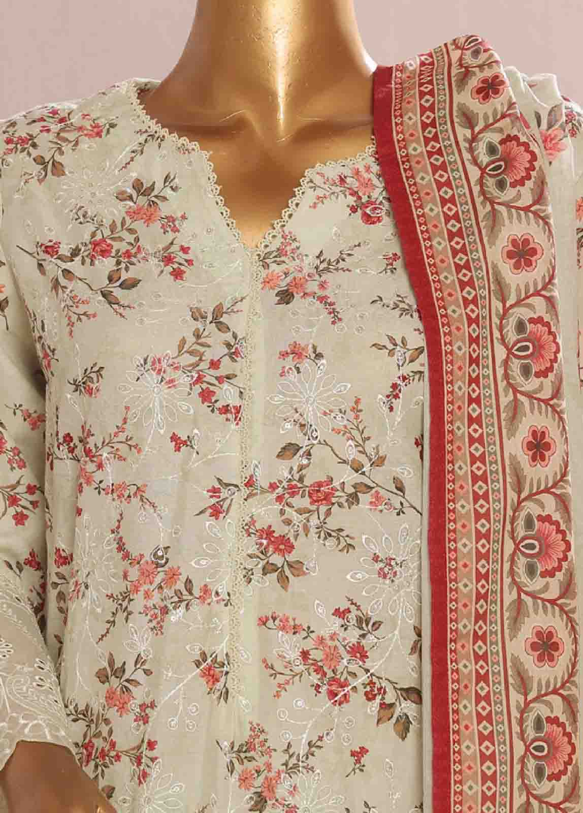 Bin Saeed Fabric - SME-739 -3 Piece Chikankari Stitched Suit