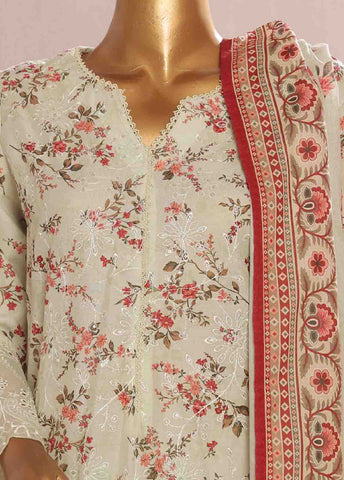 Bin Saeed Fabric - SME-739 -3 Piece Chikankari Stitched Suit