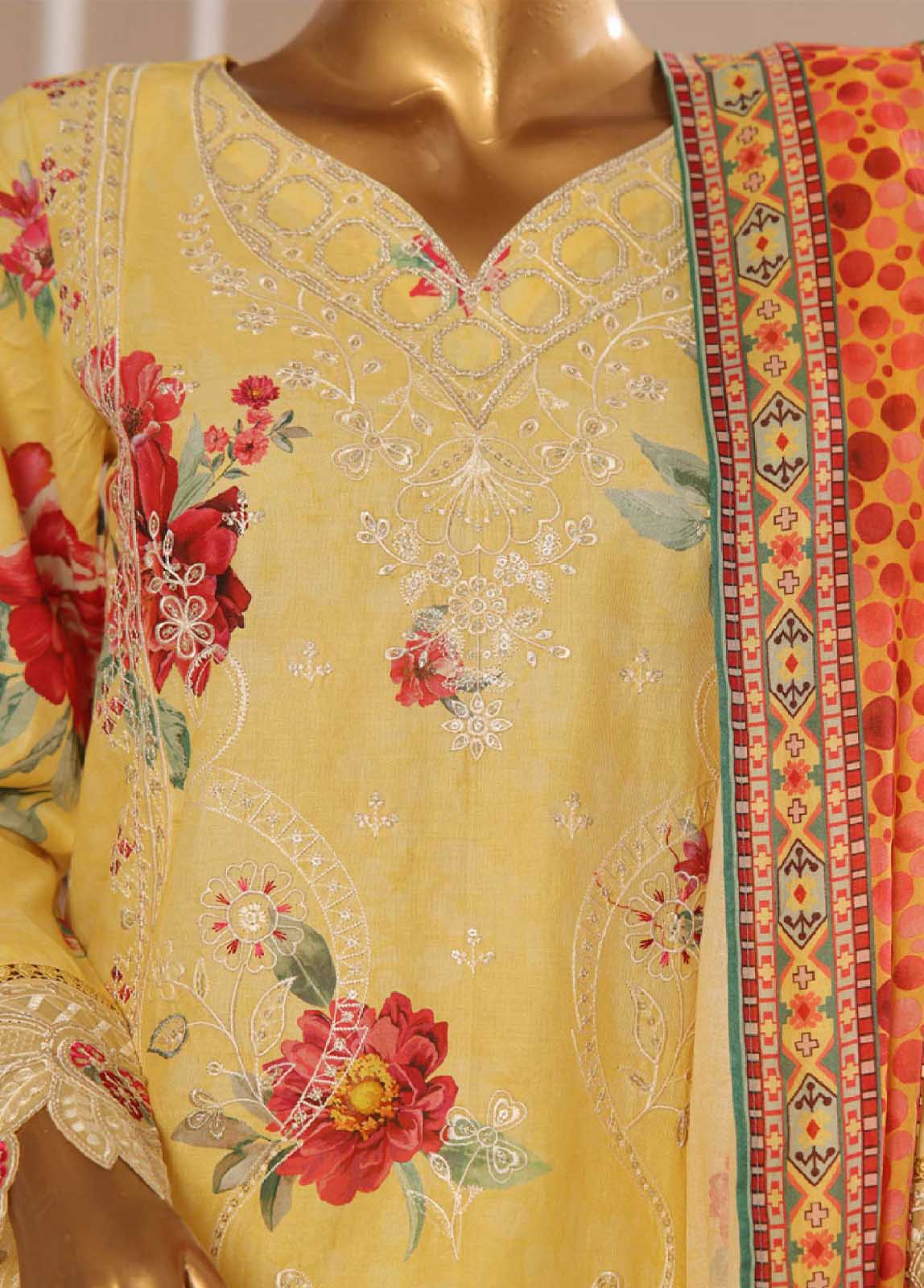 Bin Saeed Fabric - SME-741 -3 Piece Embroidered Stitched Suit